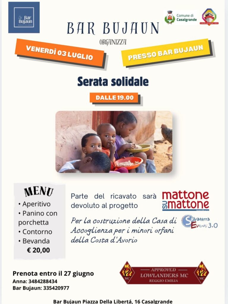 Serata solidale – Raccolta fondi progetto “Mattone su mattone”